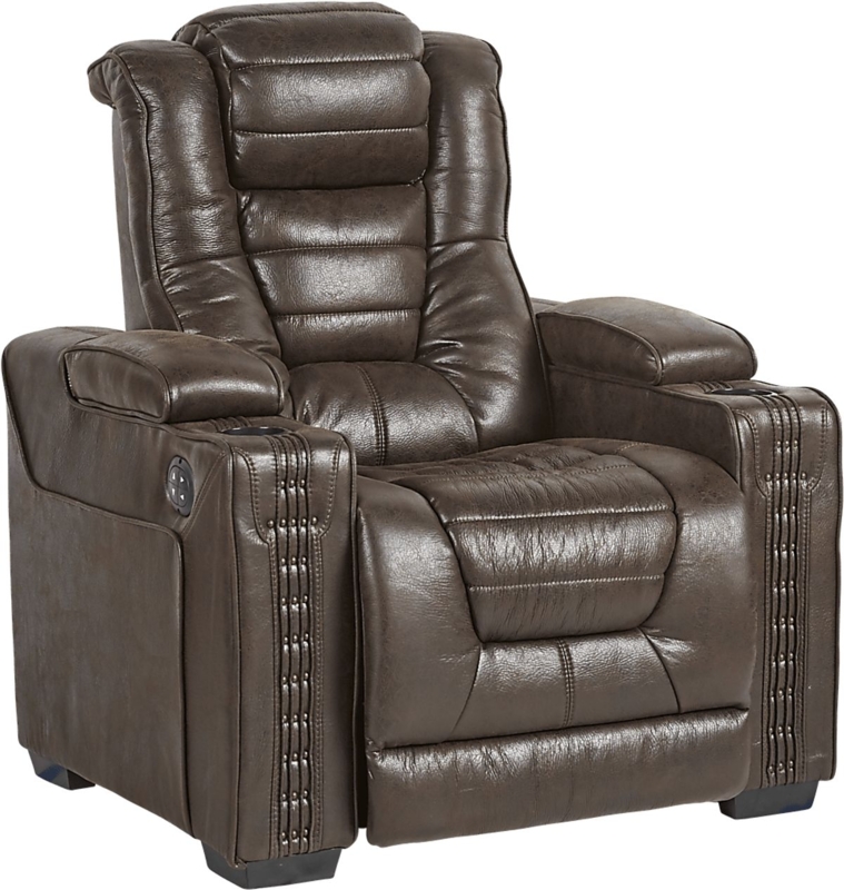 Chief Brown Leather Recliner Chair with Dual Power