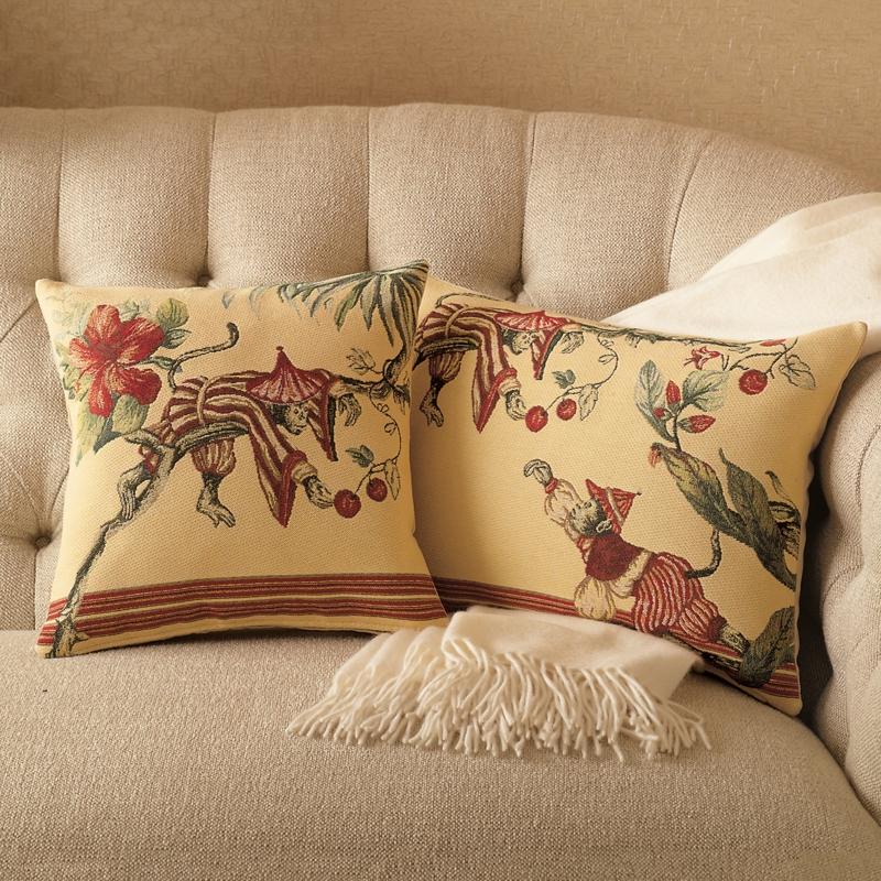 Chinoiserie Monkey Decorative Throw Pillows
