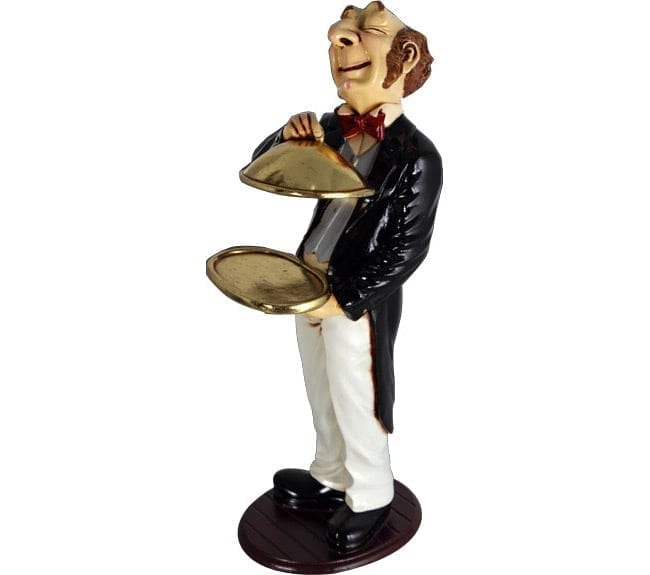 Classic Butler Statue with Serving Tray Sculpture