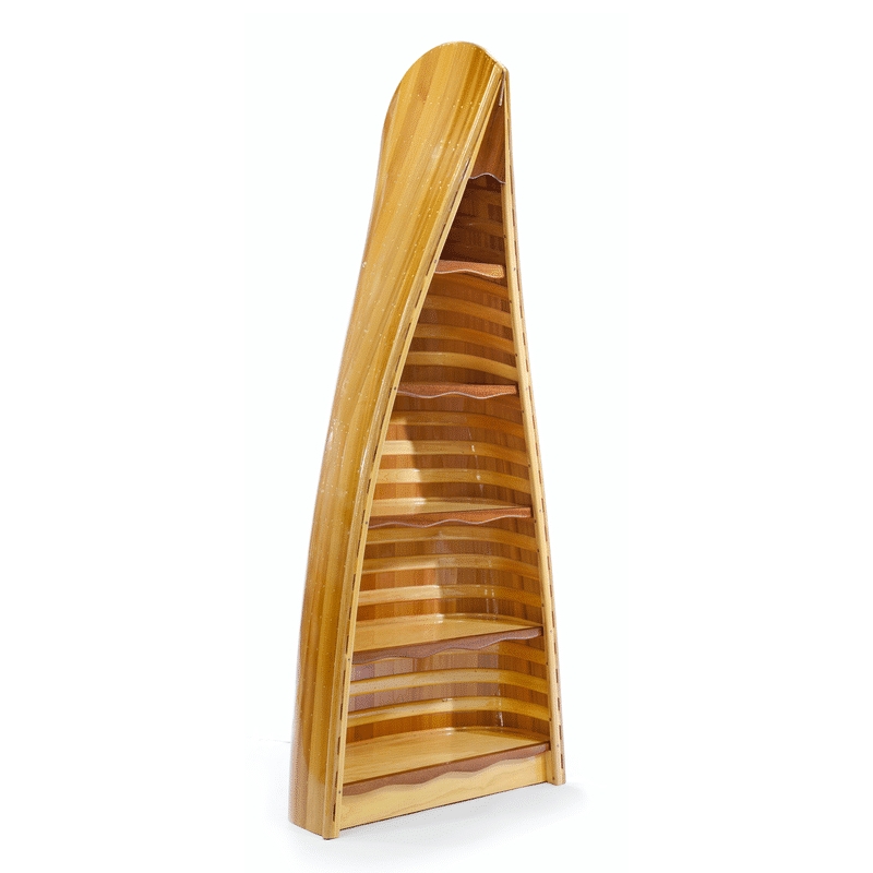 Classic Canoe-Shaped Wooden Bookcase Shelving Unit