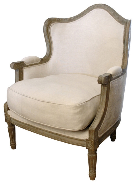 Classic French Country Barrel Back Linen Chair