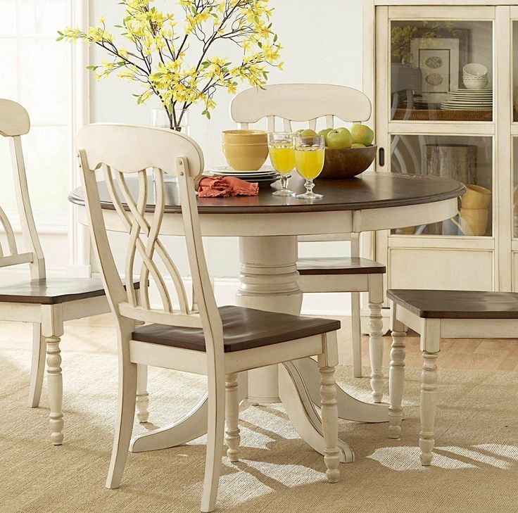 Classic French Country Walnut and Buttermilk Dinette Set