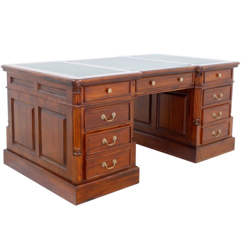 Classic Solid Mahogany Double-Sided Partner's Desk