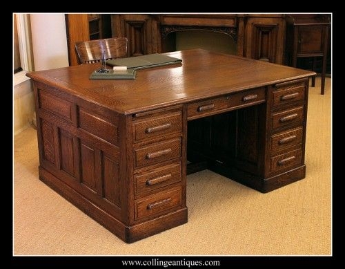 Classic Solid Wood Double-Sided Office Desk