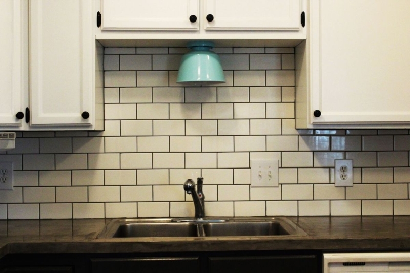 Classic White Subway Tile Kitchen Backsplash Design
