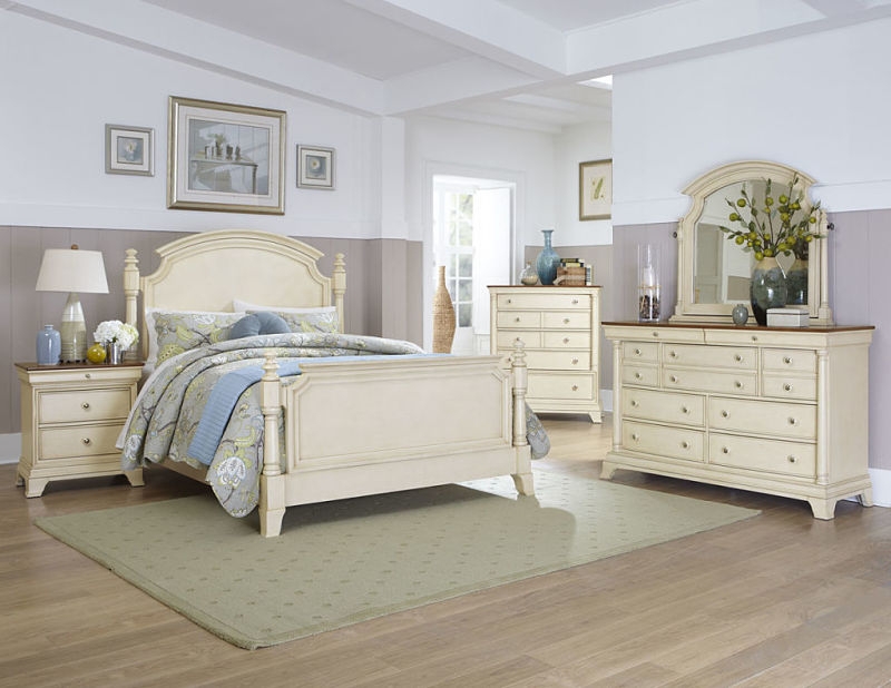 Classic Whitewashed Bedroom Set with Elegant Details