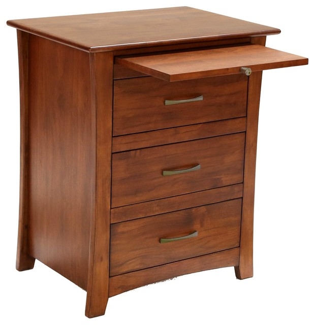 Classic Wood Nightstand with Pull-Out Tray and Drawers