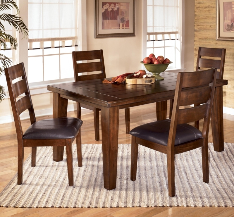 Classic Wooden Dining Room Set with Leather Chairs