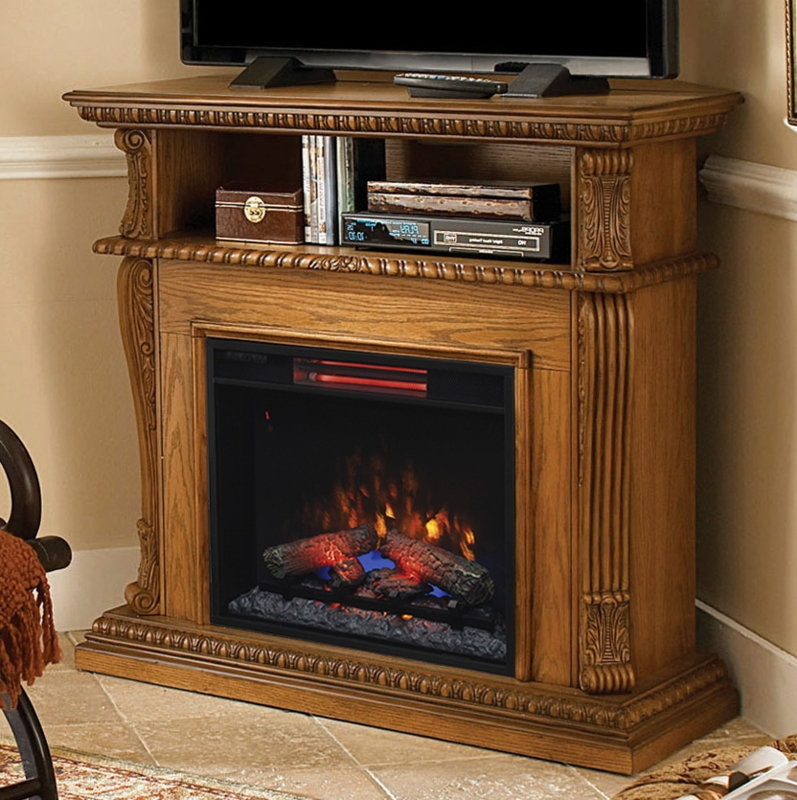 Classic Wooden TV Stand with Electric Fireplace