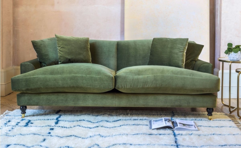 Clio Collection | Graham & Green | Green fabric sofa, Green velvet sofa ...