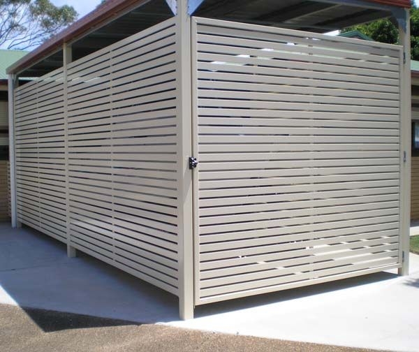 COLORBOND STEEL carport screen and gate with slats in Classic Cream ...