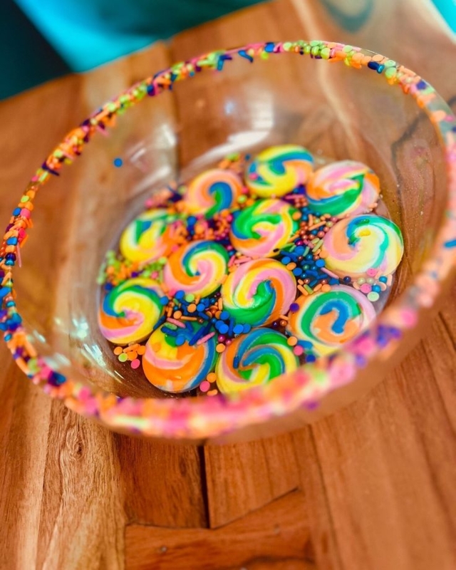 Colorful Candy Bowl with Lollipop Art Decor