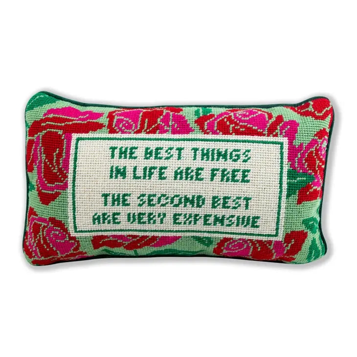 Colorful Needlepoint Throw Pillow with Quote