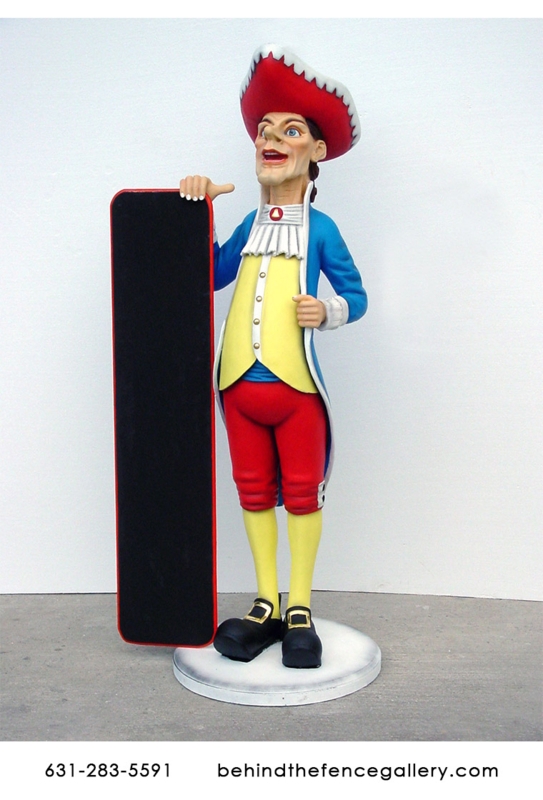 Colorful Victorian Butler Statue with Chalkboard