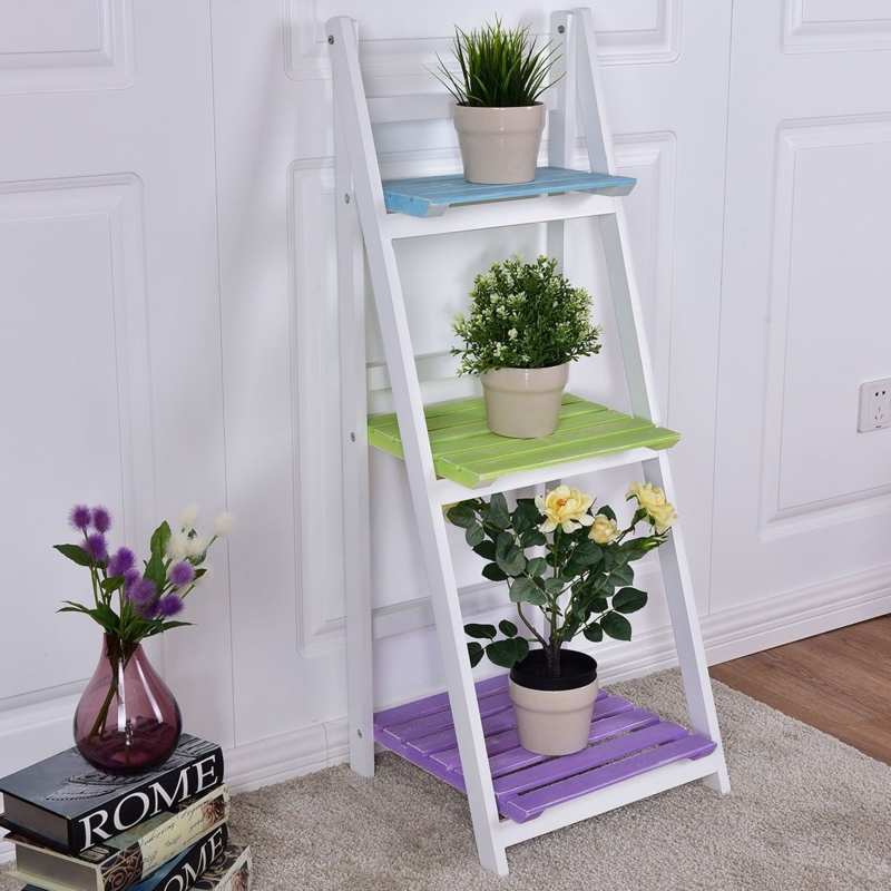 Colorful Wooden 3-Tier Folding Display Shelf
