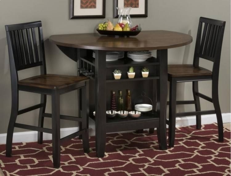 Compact 36 Inch Wide Dining Table with Storage Leaf