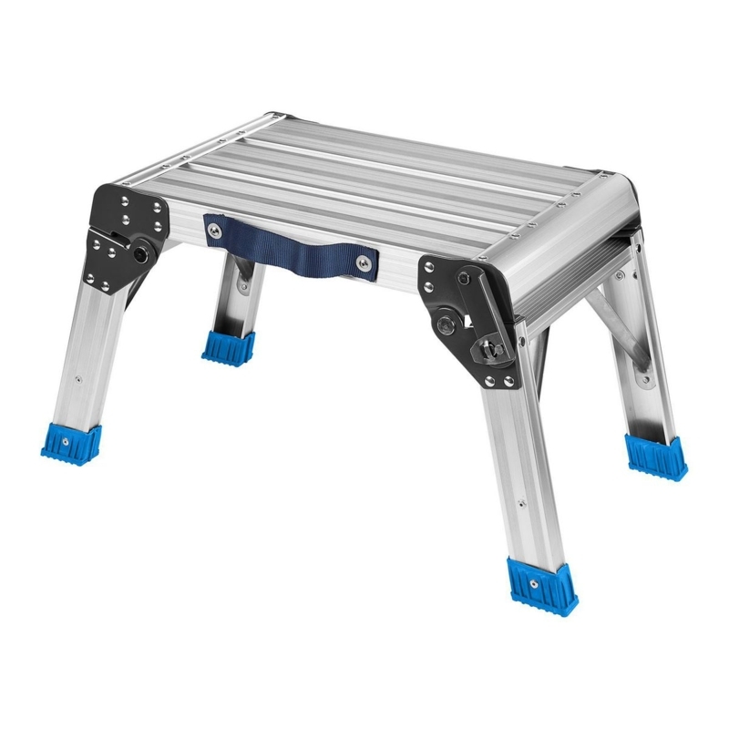 Compact Aluminum Step Stool with Blue Grip Feet