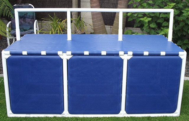 Compact Blue Swimming Pool Platform with Rails