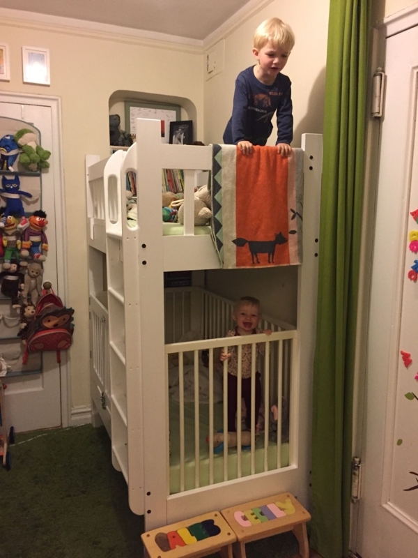 Compact Custom Bunk Bed with Integrated Crib