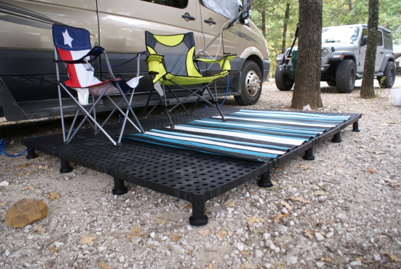 Compact Portable Outdoor Patio Deck with Folding Chairs