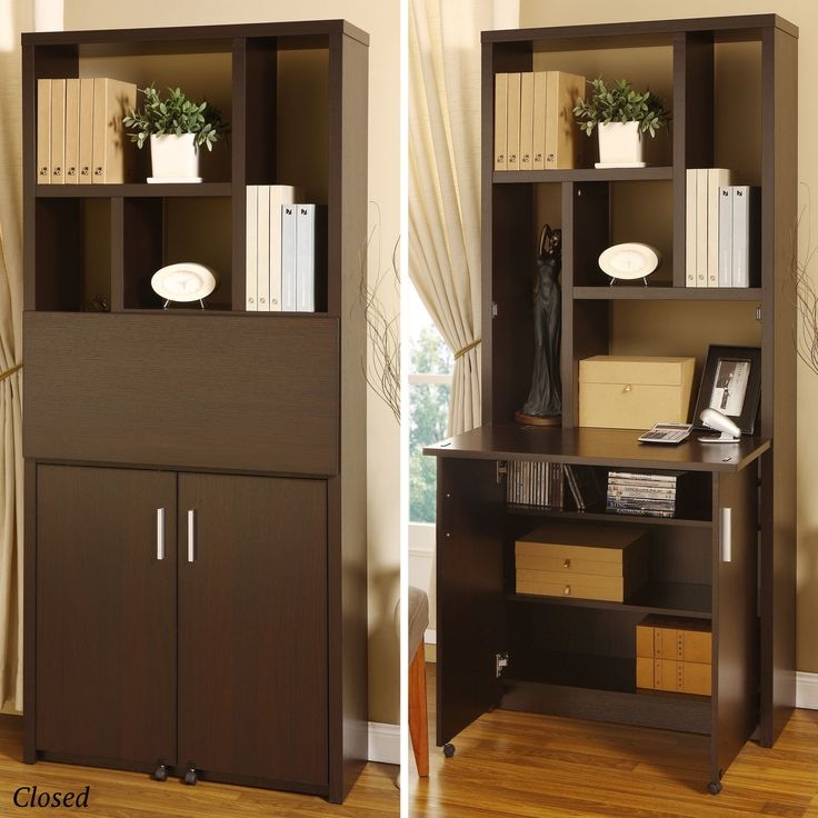 Compact Space-Saving Hidden Desk with Shelves