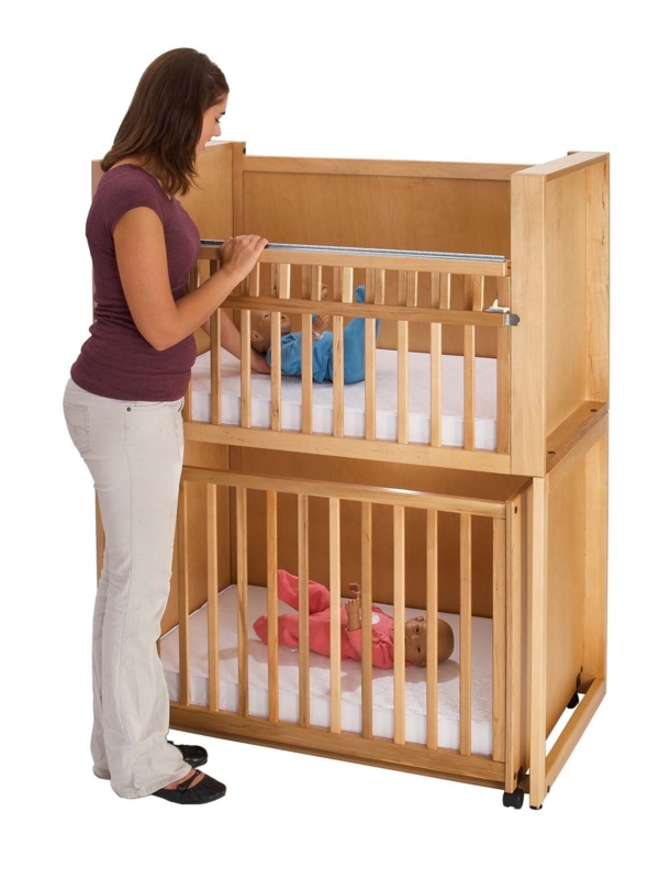 Compact Wooden Bunk Cribs for Twin Babies