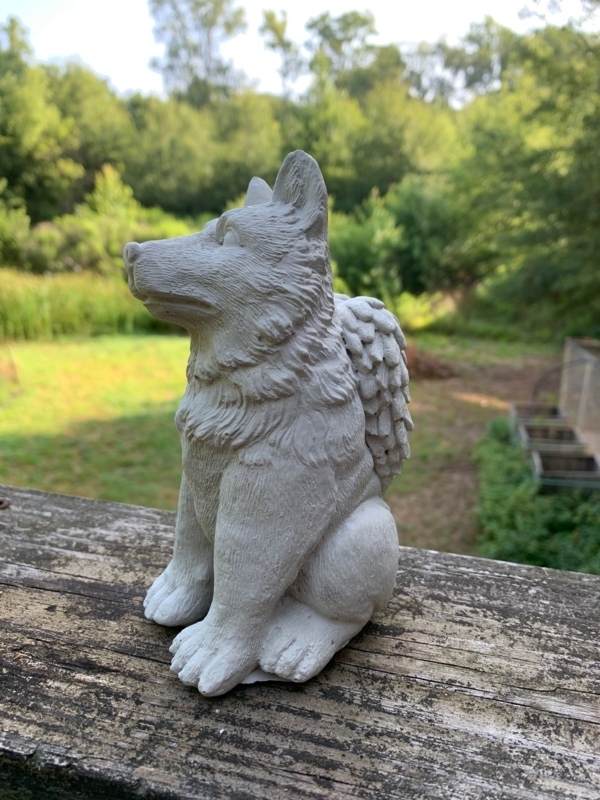 Concrete Dog Statue Pet Memorial Garden Decor