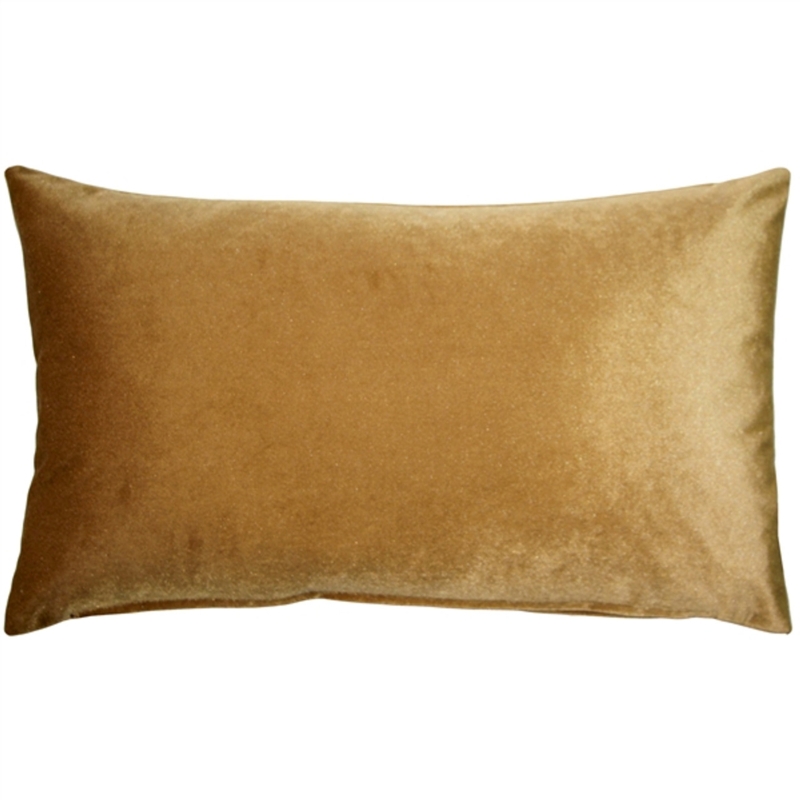 Corona Golden Brown Velvet Decorative Pillow 12x20