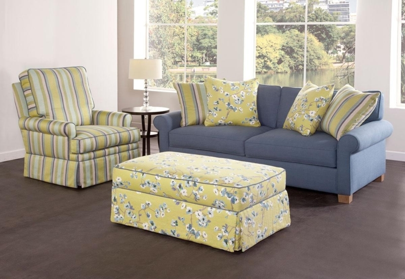 Country Cottage Sofa Set with Floral and Striped Patterns