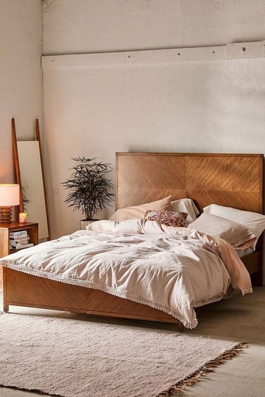 Cozy Bohemian Queen Bed Frame in Warm Wood