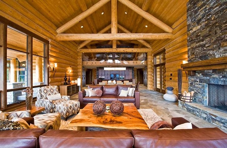 Cozy Log Cabin Living Room Furniture Ideas
