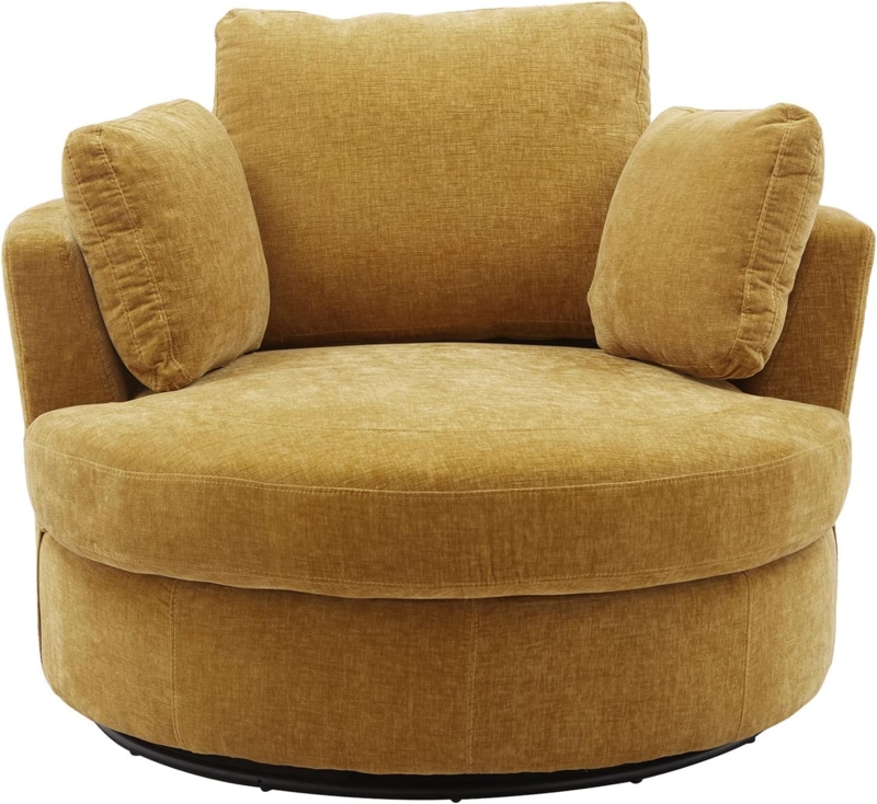 Cozy Mustard Yellow Swivel Barrel Chair