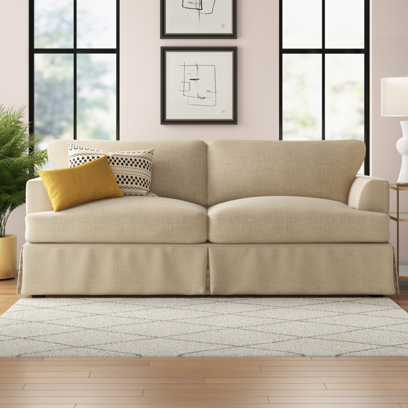 Cozy Neutral Beige Country Cottage Sofa