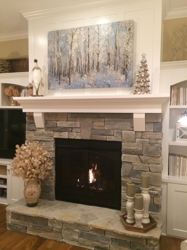 Cozy Rustic Stone Fireplace Mantel Decor Ideas