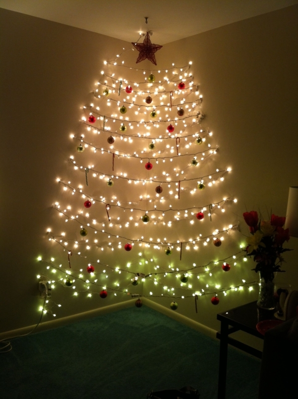Creative Wall-Mounted Christmas Tree with Lights