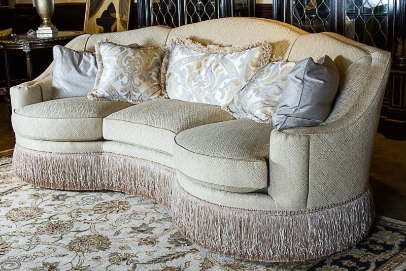 Curved Sofa With Fringe | seat cushions curved sofa fringe skirt accent ...