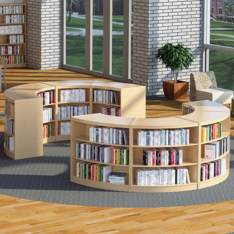 Curved Wood Library Shelving for Modern Spaces
