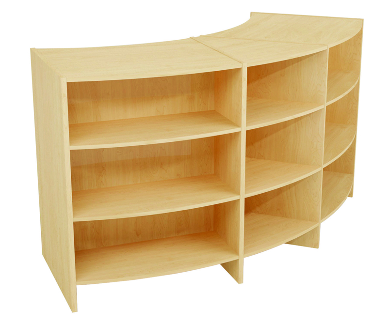Curved Wooden Shelf with Dual-Sided Storage