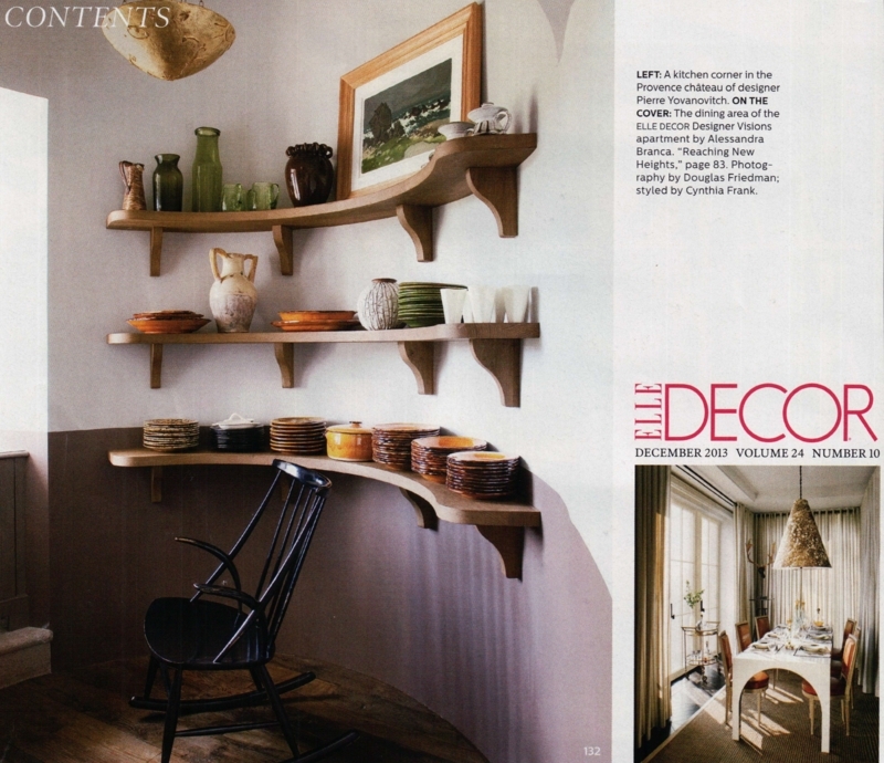 Curved Wooden Shelving and Desk in Apartment