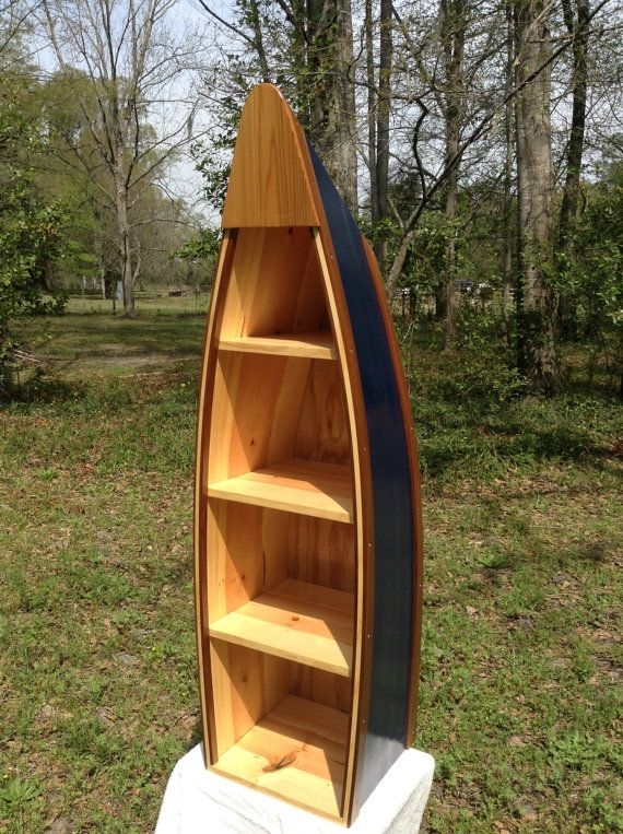 Custom Canoe Bookshelf Nautical Wood Shelving