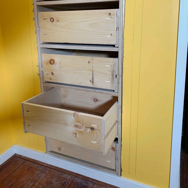 Custom In-Wall Built-In Dresser Installation