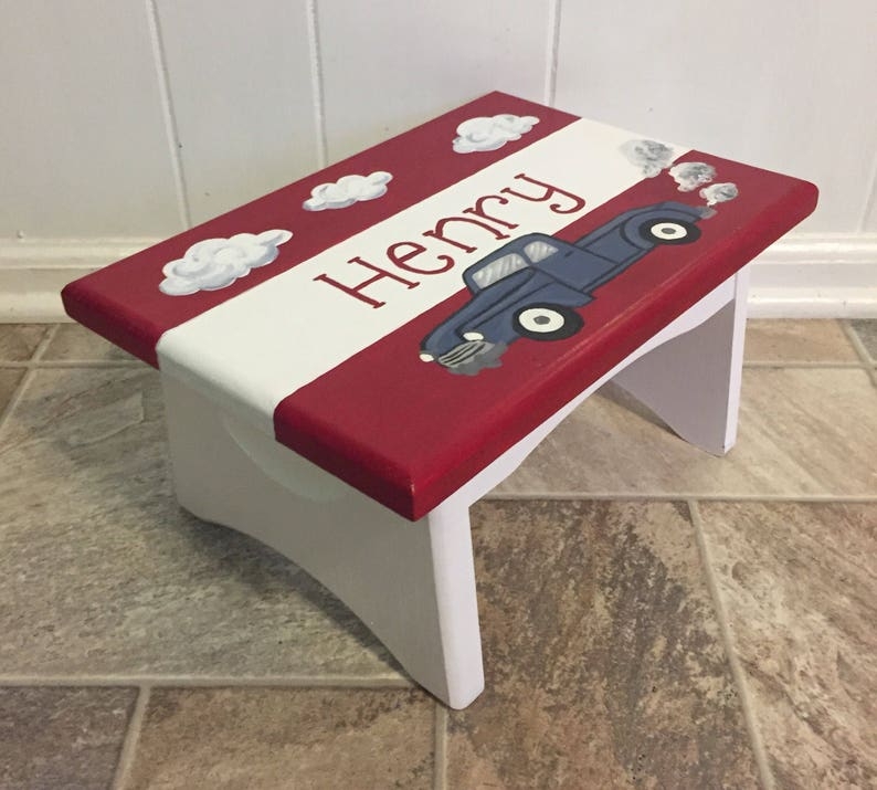 Custom Kids' Pickup Truck Step Stool with Name