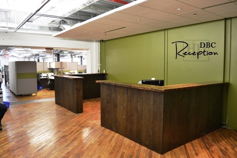 Custom Reclaimed Wood Reception Desk Design