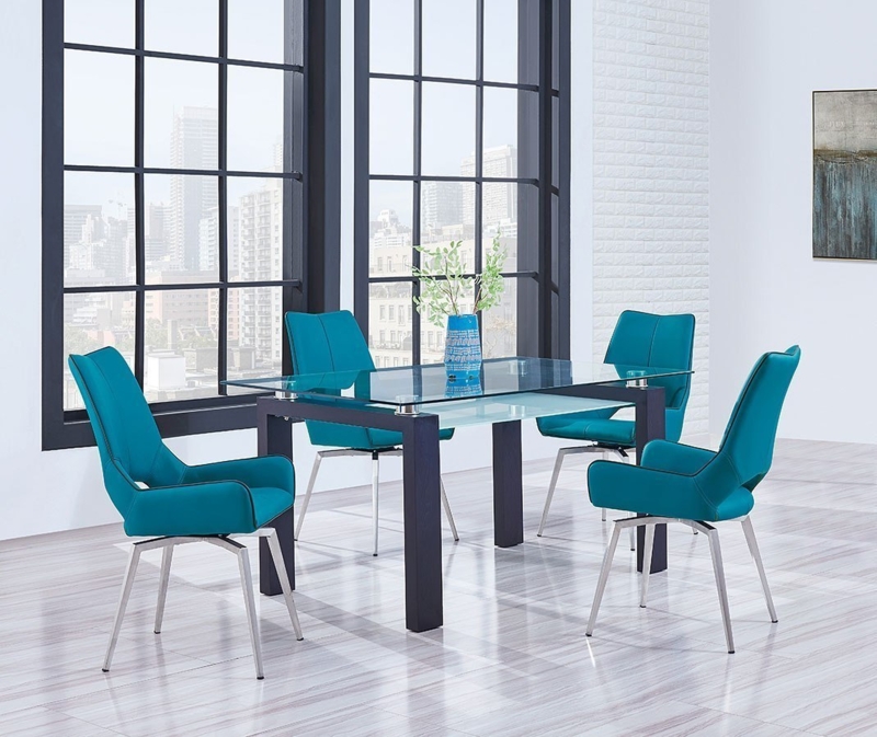 D646 Dining Room Set w/ Turquoise Swivel Chairs by Global Furniture ...