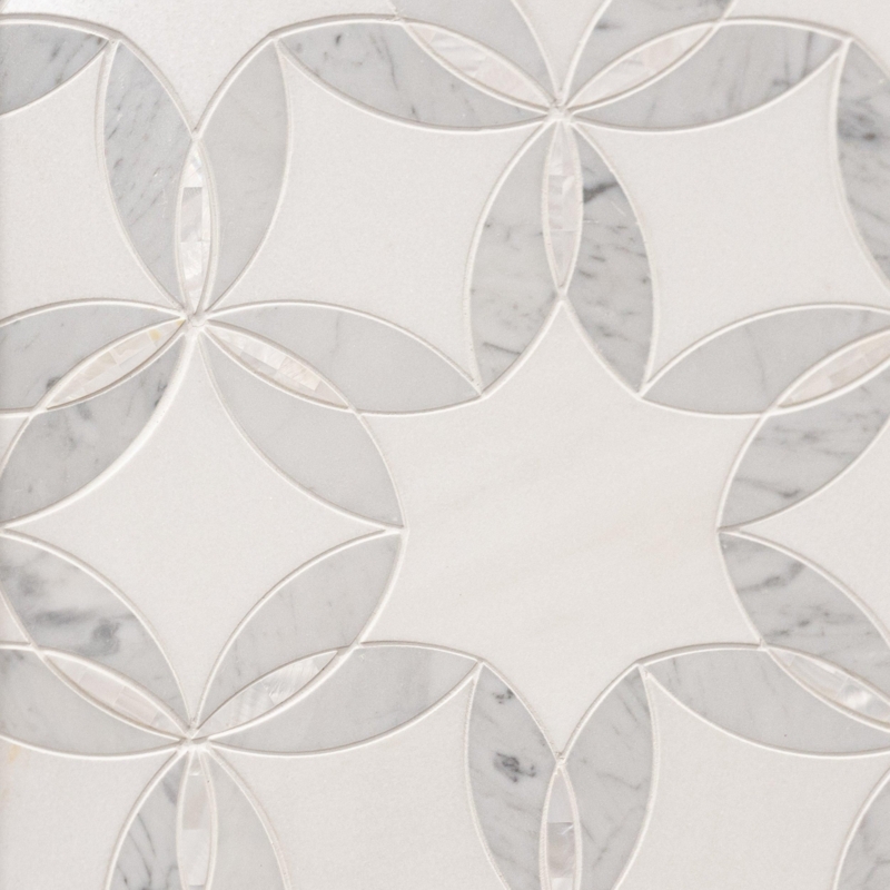 Dahlia Thassos Mother of Pearl Waterjet Mosaic Tile