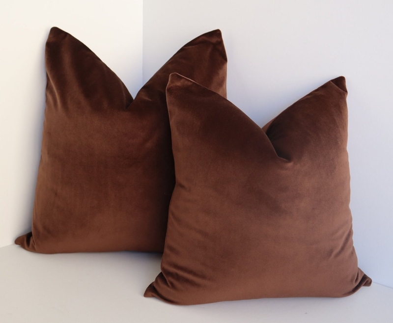 Dark Brown Velvet Pillows for Cozy Interiors