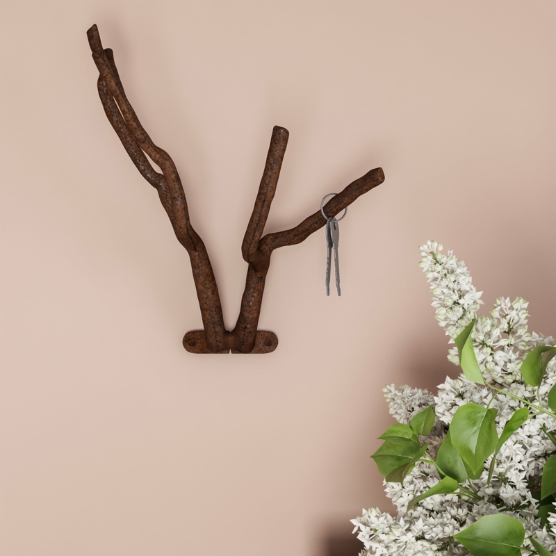 Decorative Tree Branch Hook-Cast Iron Shabby Chic Rustic Wall Mount ...
