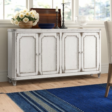 Distressed White French Country Sideboard Buffet