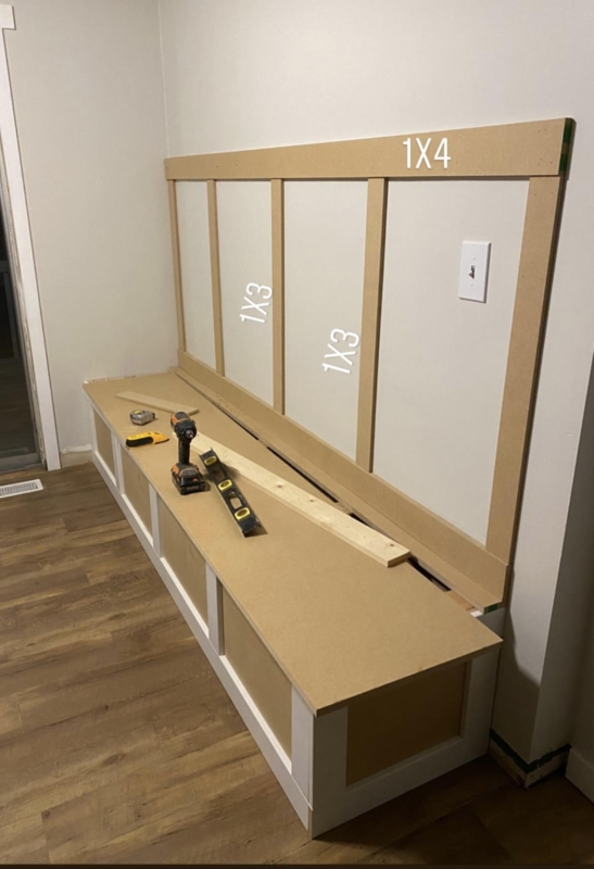 DIY Built-In Storage Bench with Back Frame