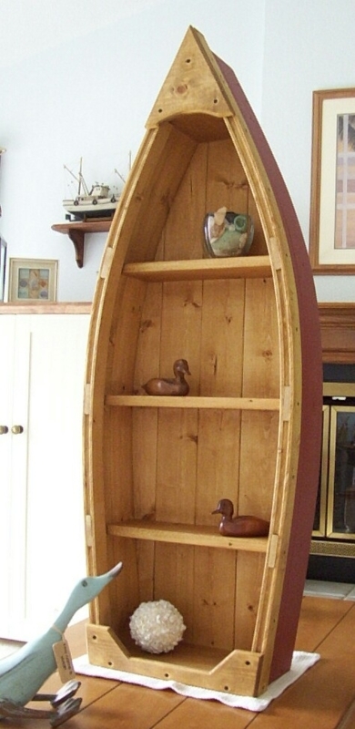 DIY Canoe-Shaped Wooden Bookcase for Nautical Decor